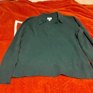 J Crew Forest Green Collared Sweater